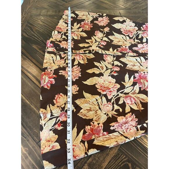 Chaps Floral Linen Cotton Skirt Midi Lined Cottagecore Flowy Peasant Prairie - Picture 6 of 7